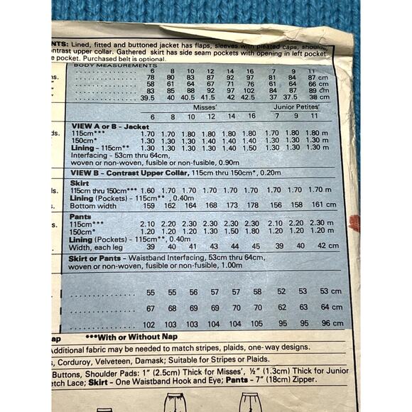 McCalls 7303 Sewing pattern suit blazer pant 1980s size 8 - Picture 5 of 7